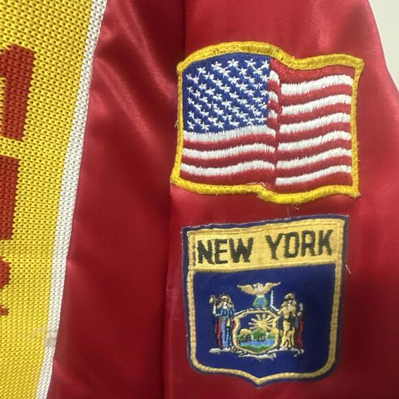 Vtg 80s USA Marines Corp Red Satin Bomber Varsity Jacket LARGE New York Soffe. - Picture 6 of 7